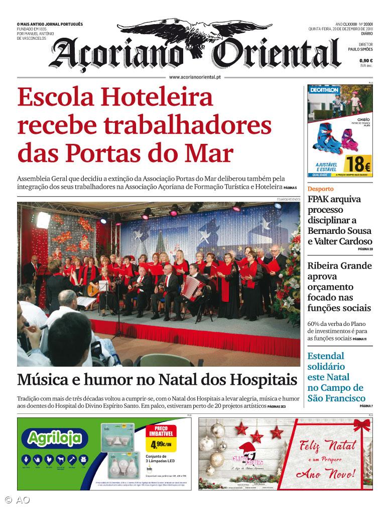 "Escola Hoteleira recebe trabalhadores das Portas do Mar" é a manchete do Açoriano Oriental – Imagem 1