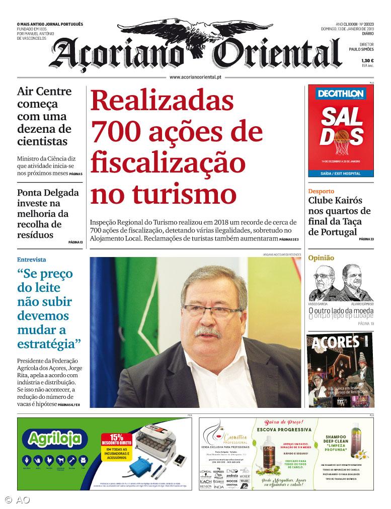 "Realizadas 700 ações de fiscalização no turismo" é a manchete do Açoriano Oriental – Imagem 1