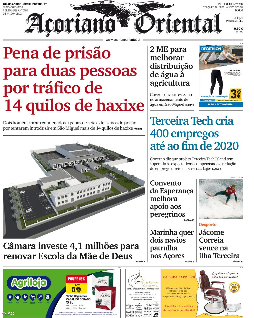 "Pena de prisão para duas pessoas por tráfico de 14 quilos de haxixe" é a manchete do Açoriano Oriental – Imagem 1