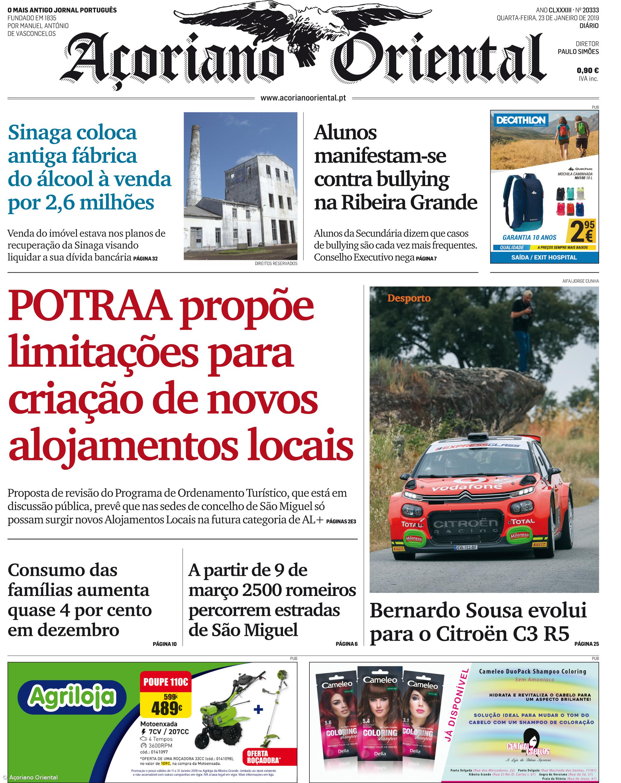 "POTRAA propõe limitações para criação de novos alojamentos locais" é a manchete do Açoriano Oriental – Imagem 1