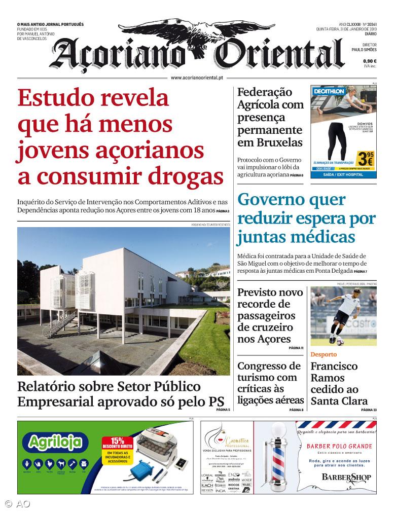 "Estudo revela que há menos jovens açorianos a consumir drogas" é a manchete do Açoriano Oriental – Imagem 1