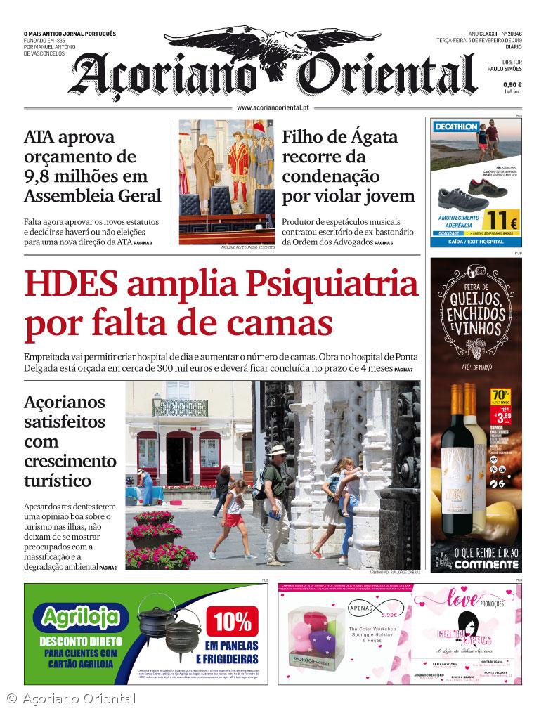 "HDES amplia Psiquiatria por falta de camas" é a manchete do Açoriano Oriental  – Imagem 1