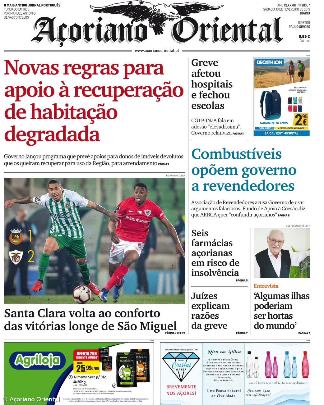 "Novas regras para apoio à recuperação de habitação degradada" é a manchete do Açoriano Oriental  – Imagem 1