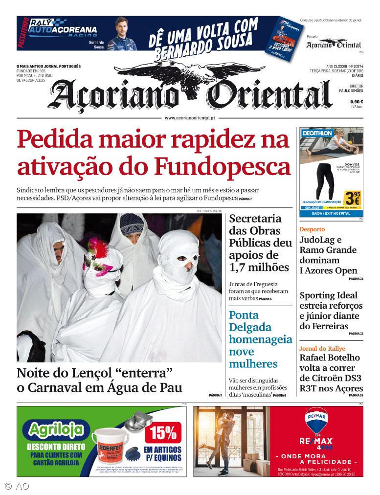 "Pedida maior rapidez na ativação do Fundopesca" é a manchete do Açoriano Oriental – Imagem 1