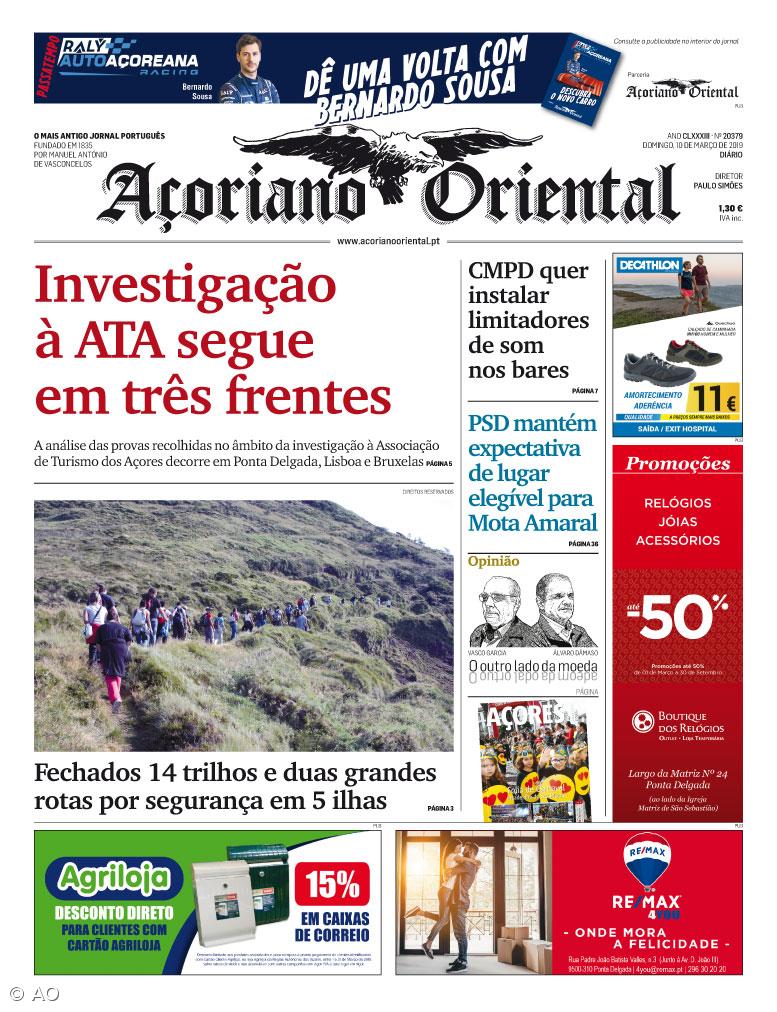 "Investigação à ATA segue em três frentes" é a manchete do Açoriano Oriental – Imagem 1