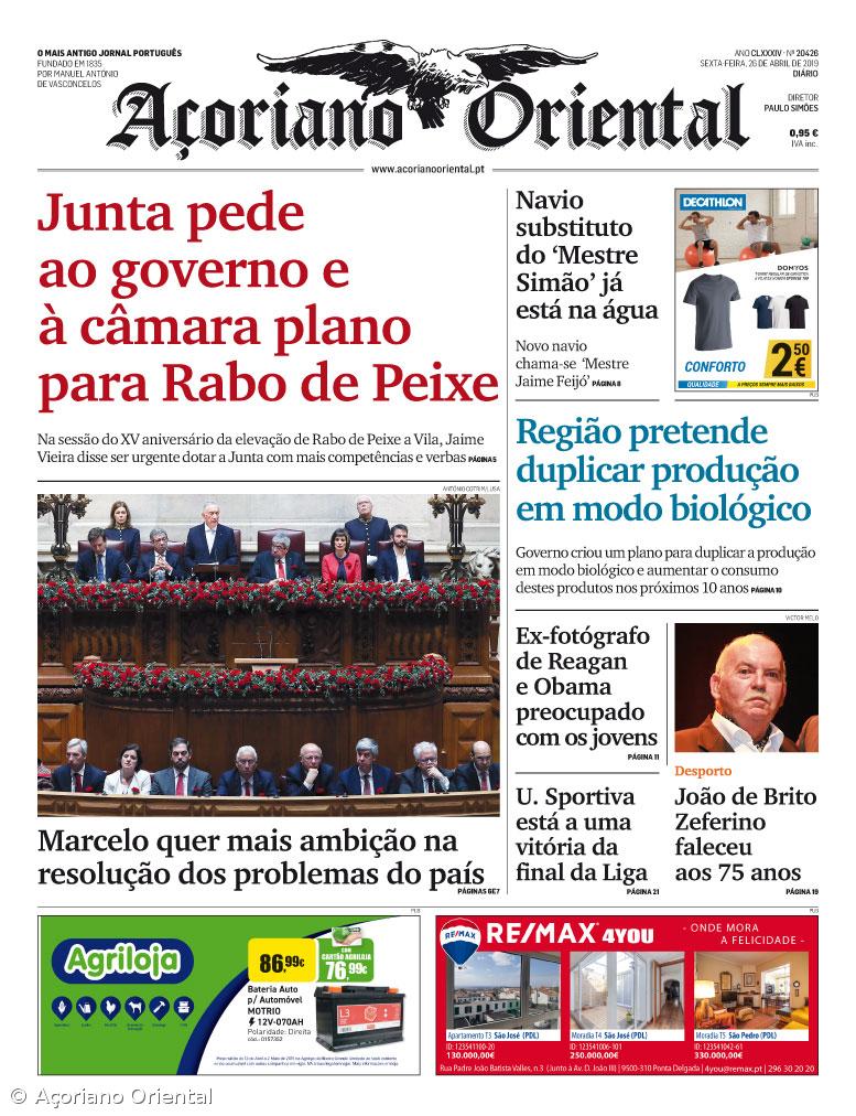 "Junta pede ao governo e à câmara plano para Rabo de Peixe" é a manchete do Açoriano Oriental  – Imagem 1