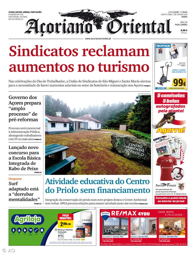 "Sindicatos reclamam aumentos no turismo" é a manchete do Açoriano Oriental – Imagem 1