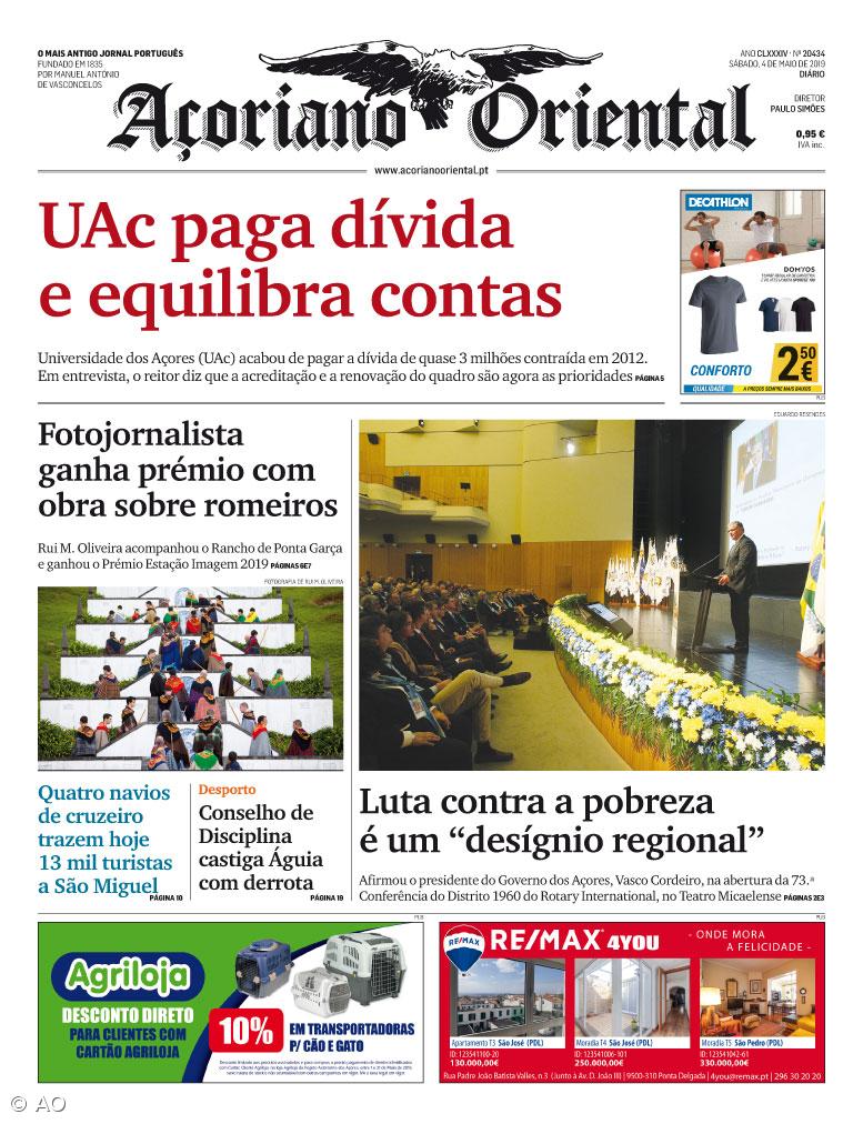 "UAc paga dívida e equilibra contas" é a manchete do Açoriano Oriental – Imagem 1