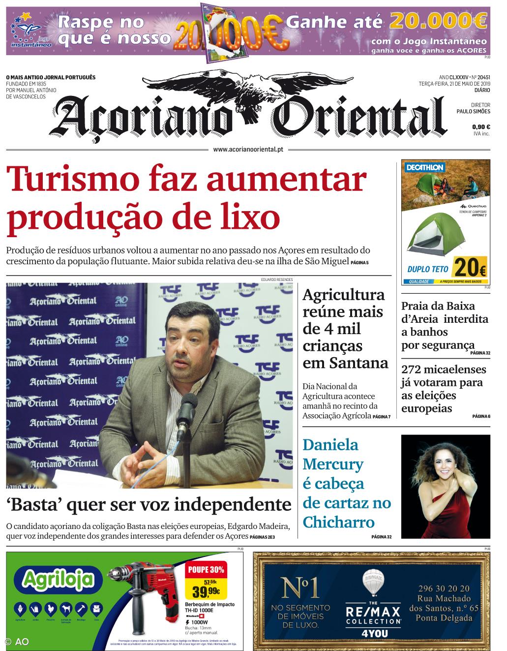 "Turismo faz aumentar produção de lixo" é a manchete do Açoriano Oriental – Imagem 1