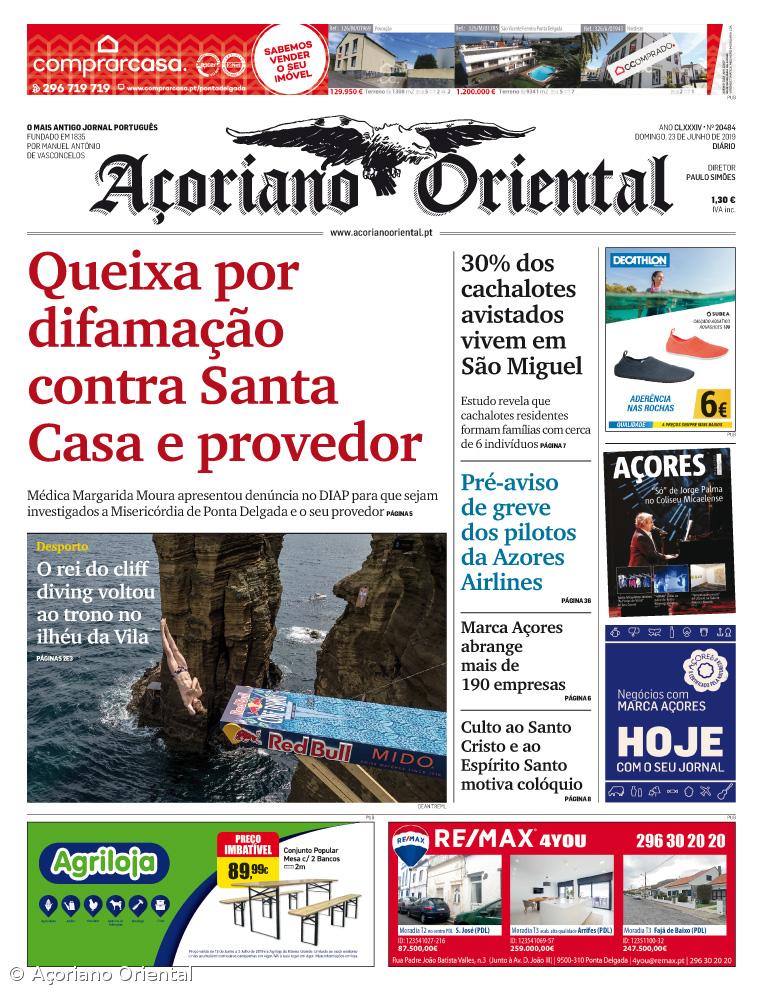 "Queixa por difamação contra Santa Casa e provedor" é a manchete do Açoriano Oriental – Imagem 1