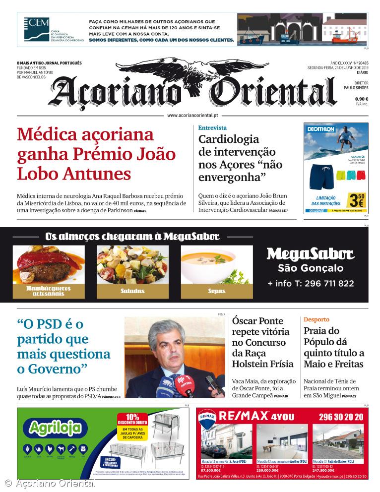 "Médica açoriana ganha Prémio João Lobo Antunes" é a manchete do Açoriano Oriental – Imagem 1