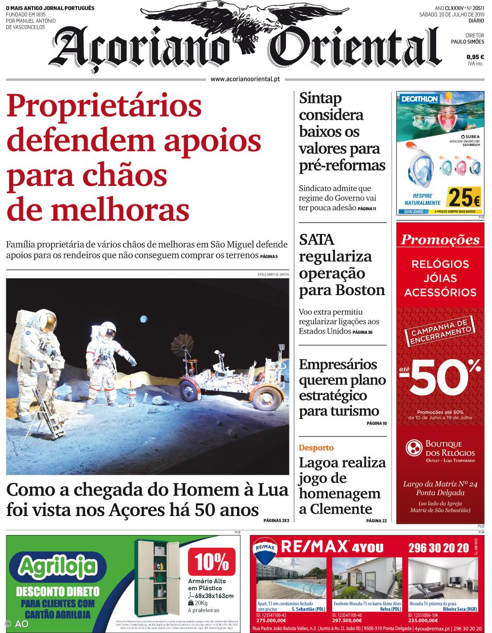 "Proprietários defendem apoios para chãos de melhoras" é a manchete do Açoriano Oriental – Imagem 1