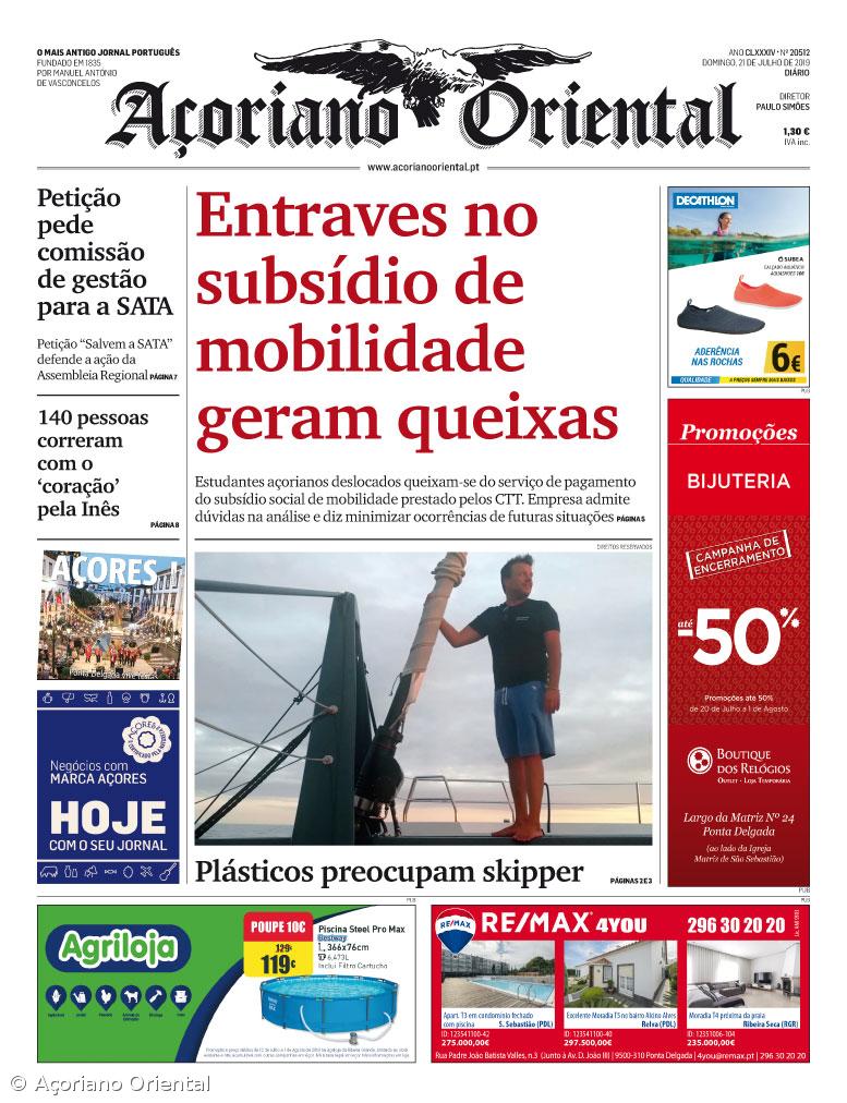 "Entraves no subsídio de mobilidade geram queixas" é a manchete do Açoriano Oriental – Imagem 1