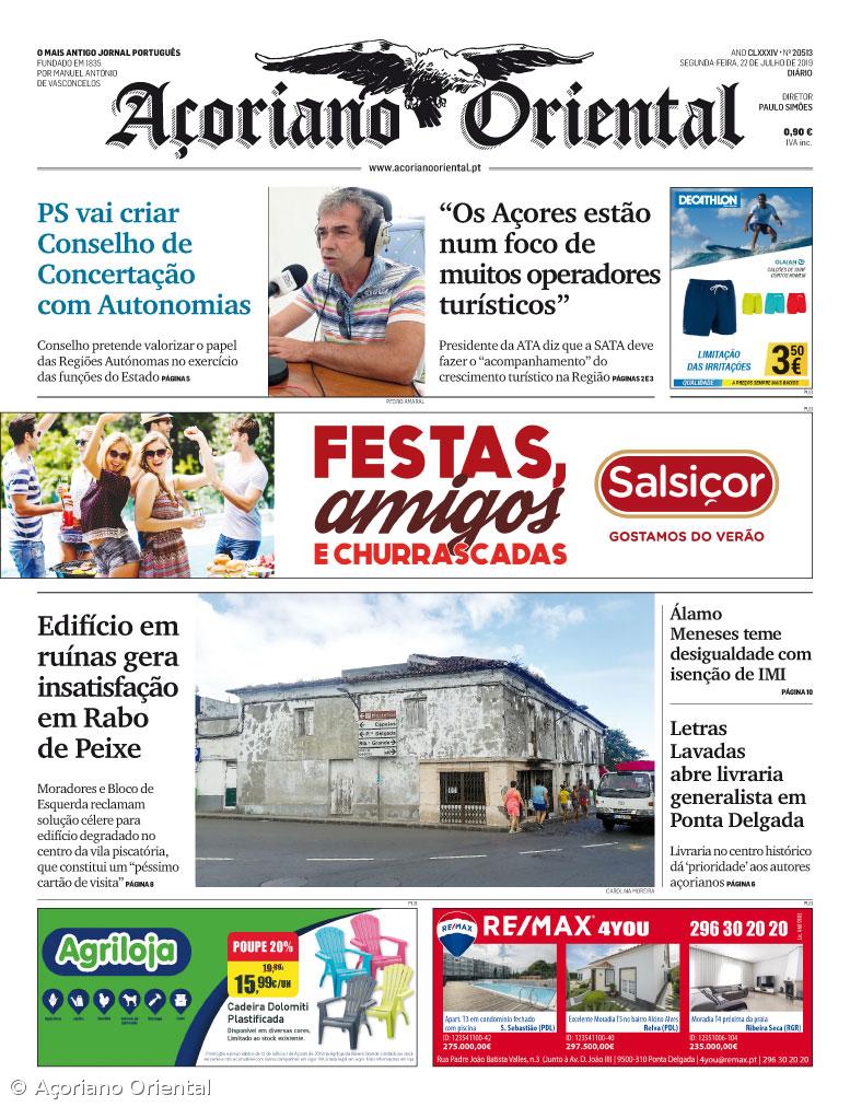 "PS vai criar Conselho de Concertação com Autonomias" é a manchete do Açoriano Oriental – Imagem 1