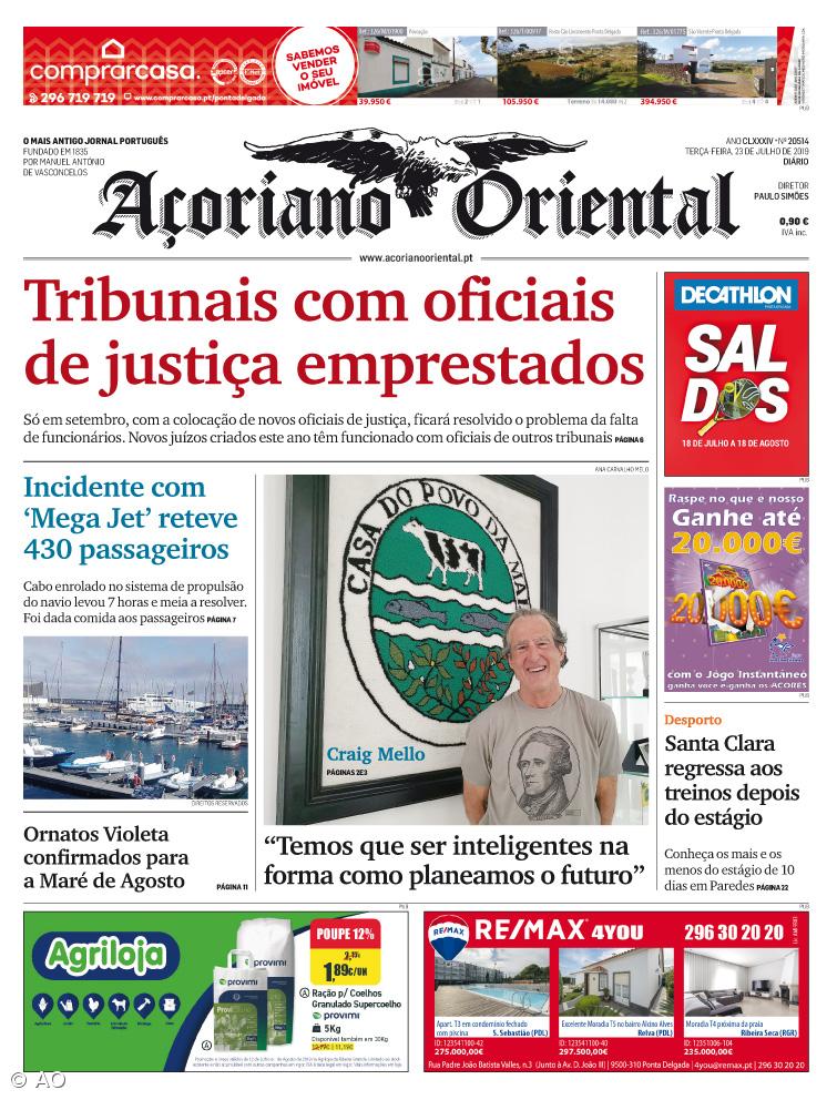 "Tribunais com oficiais de justiça emprestados" é a manchete do Açoriano Oriental – Imagem 1