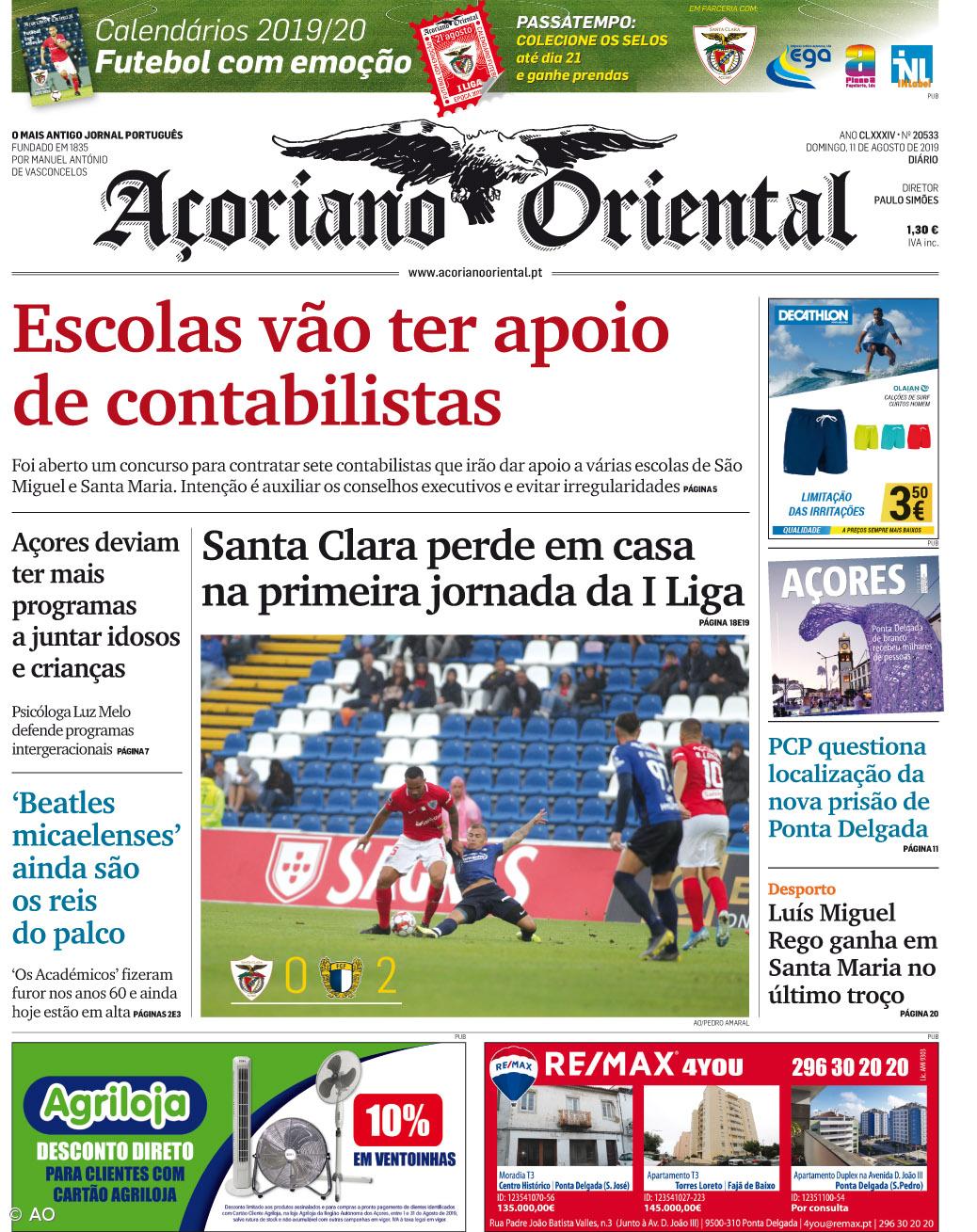 "Escolas vão ter apoio de contabilistas" é a manchete do Açoriano Oriental – Imagem 1