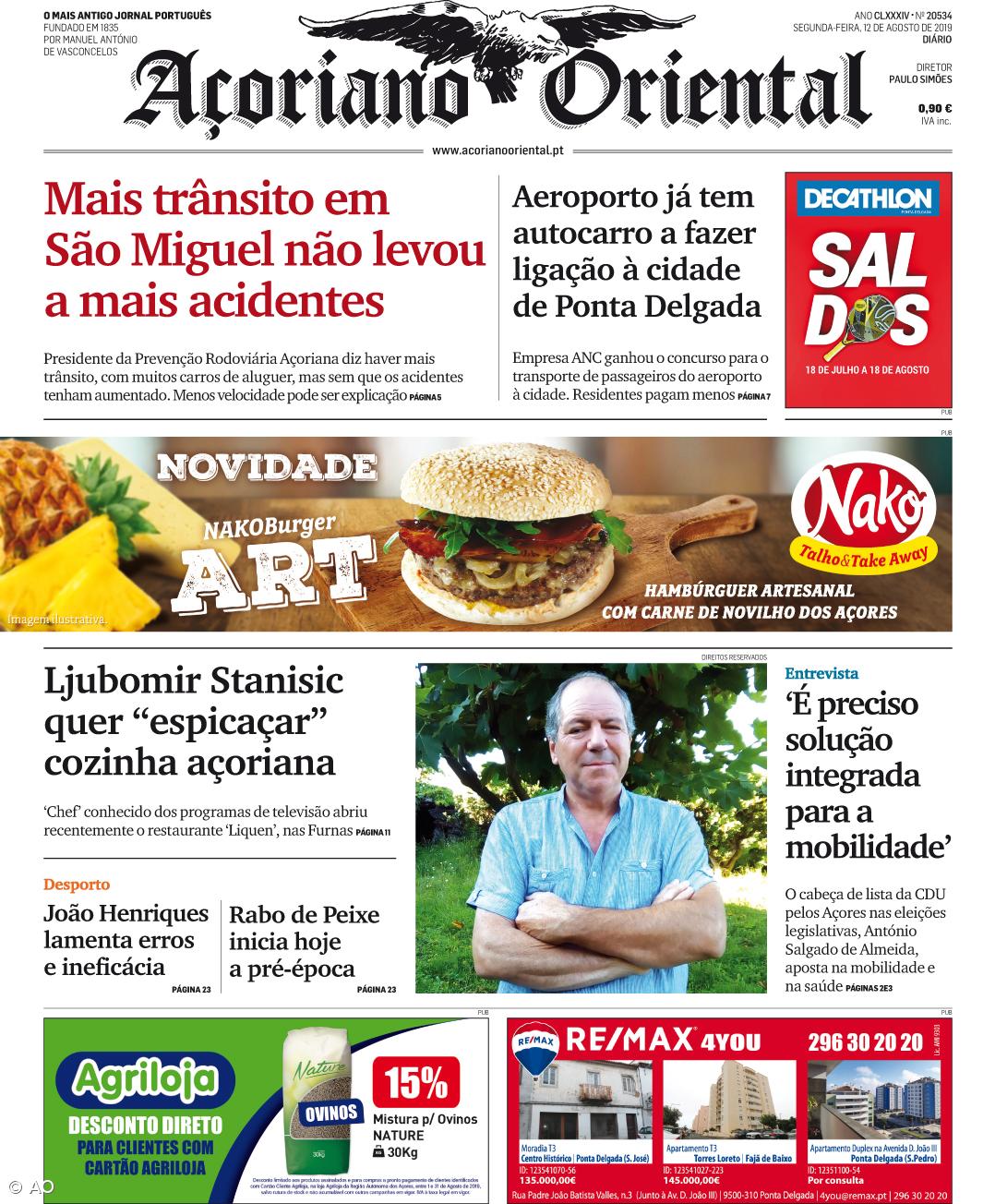 "Mais trânsito em São Miguel não levou a mais acidentes" é a manchete do Açoriano Oriental – Imagem 1