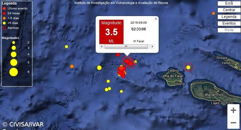 Sismo de magnitude 3,5 na escala de Richter sentido no Faial – Imagem 1