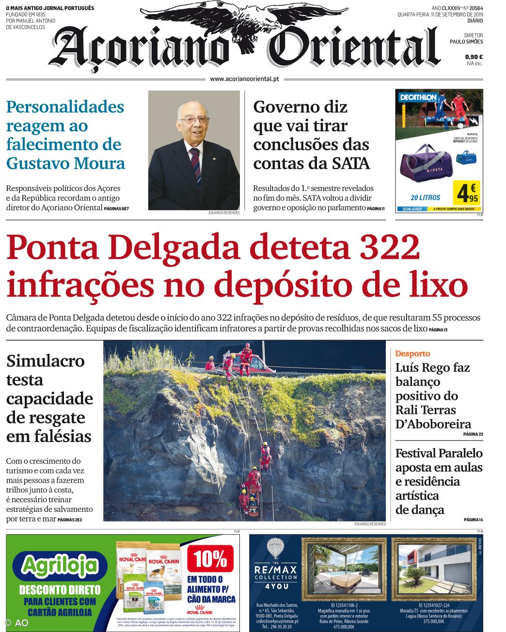 "Ponta Delgada deteta 322 infrações no depósito de lixo" é a manchete do Açoriano Oriental – Imagem 1
