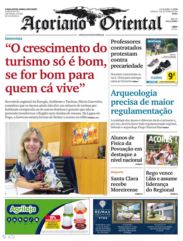 "O crescimento do turismo só é bom, se for bom para quem cá vive" é a manchete do Açoriano Oriental – Imagem 1