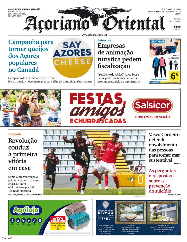 "Campanha para tornar queijos dos Açores populares no Canadá" é a manchete do Açoriano Oriental – Imagem 1