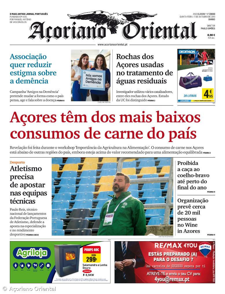 "Açores têm dos mais baixos consumos de carne do país" é a manchete do Açoriano Oriental – Imagem 1