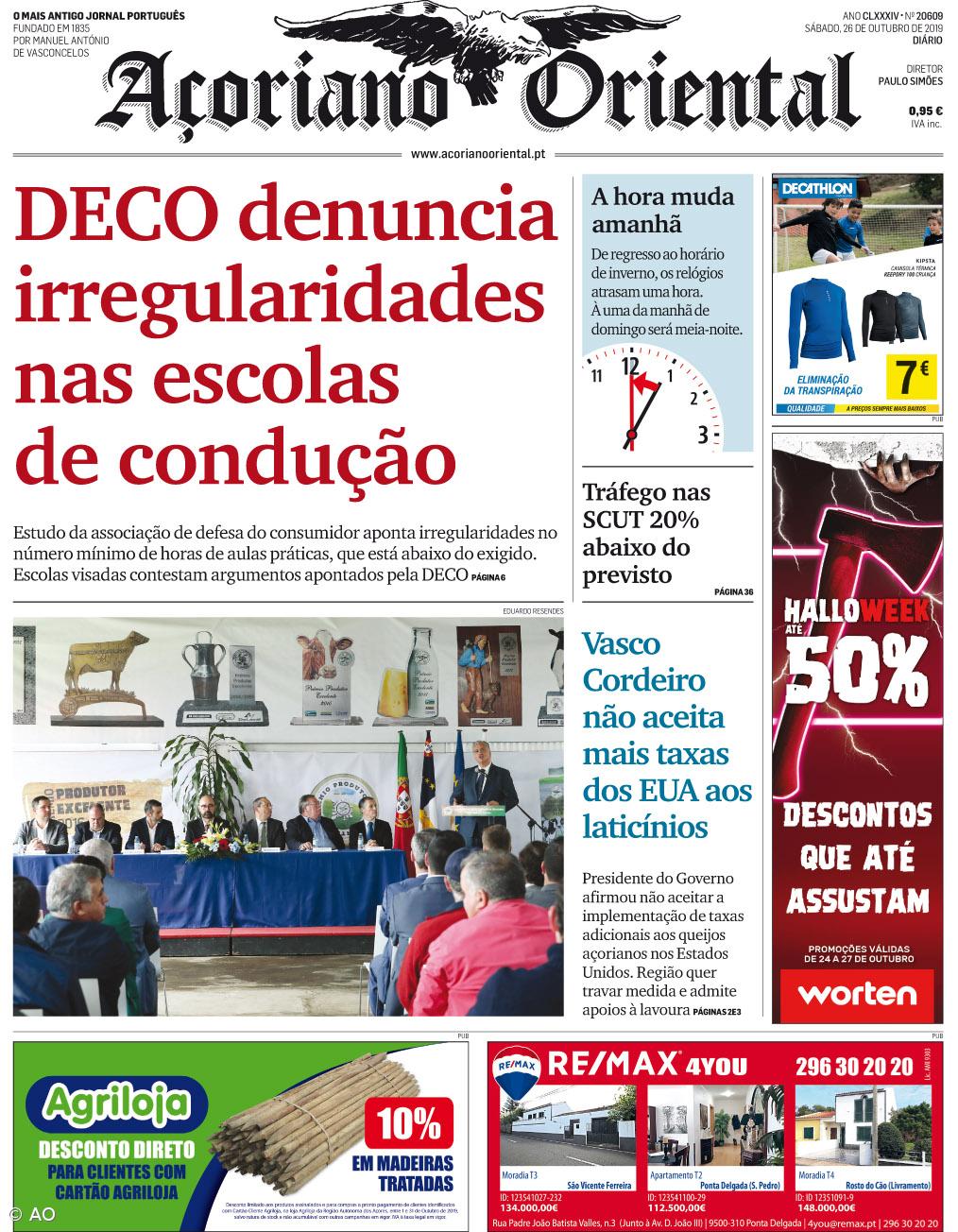 "DECO denuncia irregularidades nas escolas de condução" é a manchete do Açoriano Oriental – Imagem 1