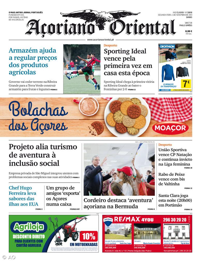 "Armazém ajuda a regular preços dos produtos agrícolas" é o título em destaque do Açoriano Oriental – Imagem 1