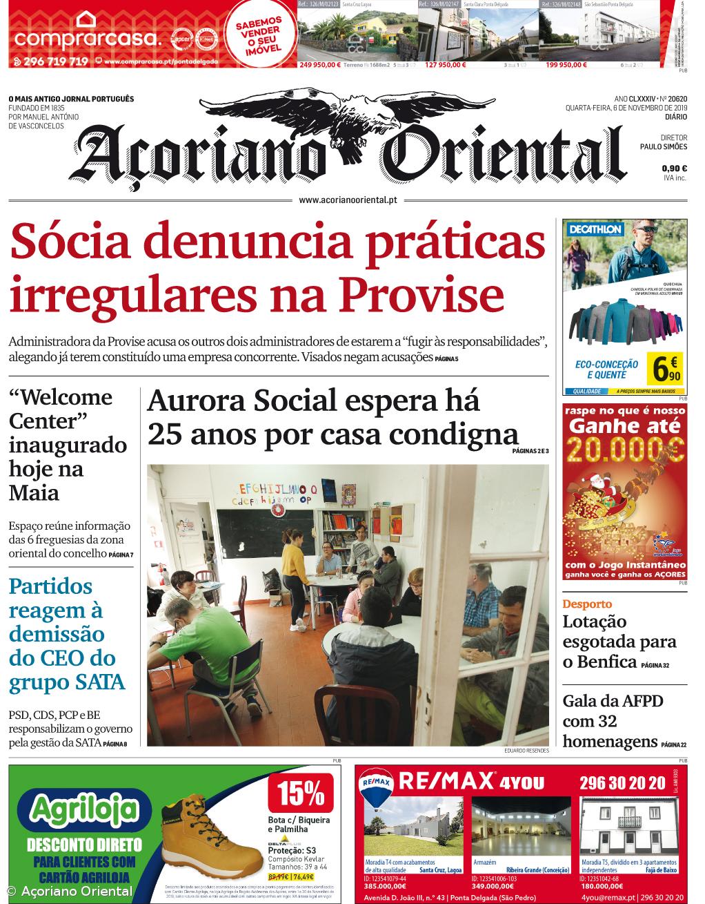 "Sócia denuncia práticas irregulares na Provise" é a manchete do Açoriano Oriental – Imagem 1