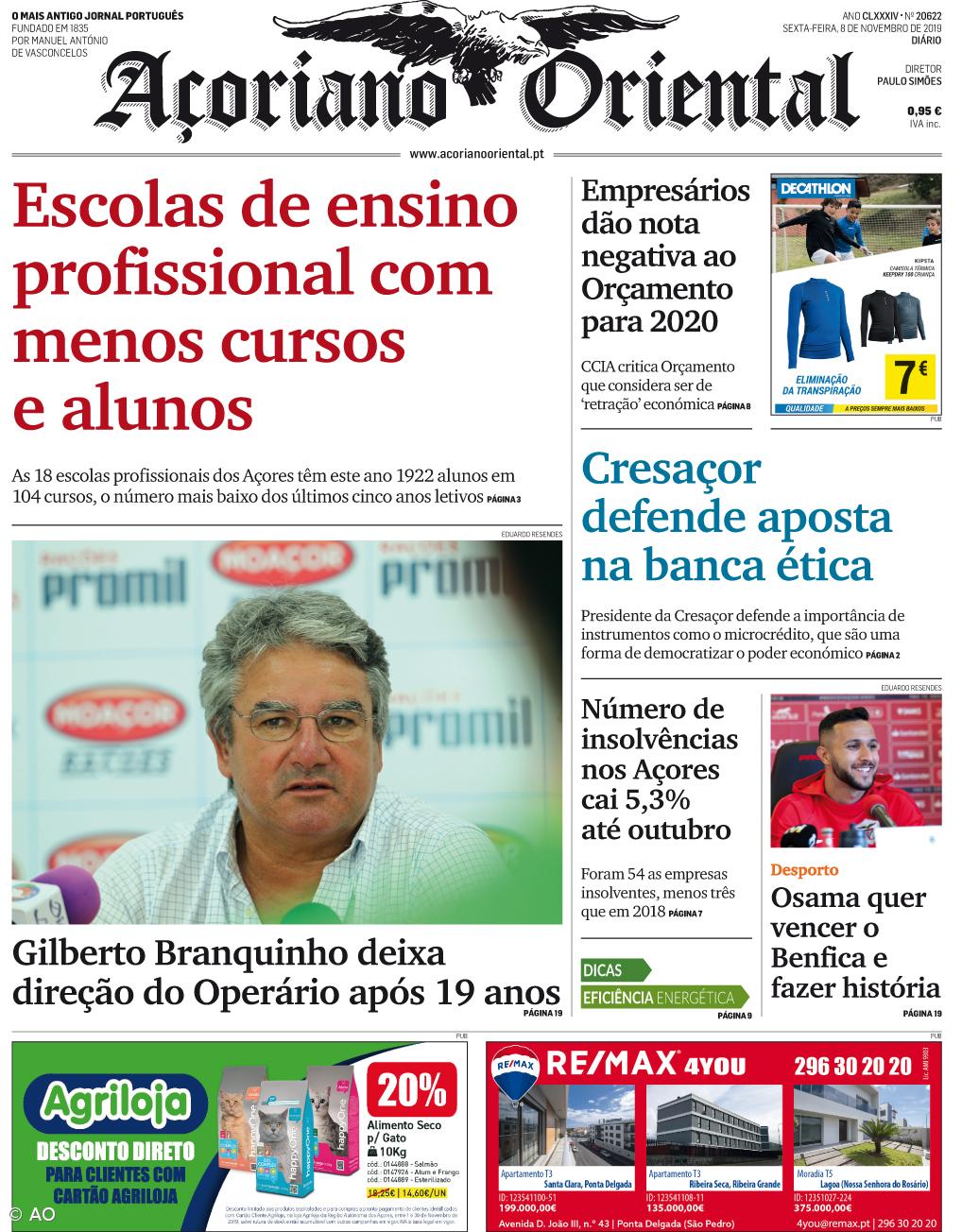 "Escolas de ensino profissional com menos cursos e alunos" é a manchete do Açoriano Oriental – Imagem 1