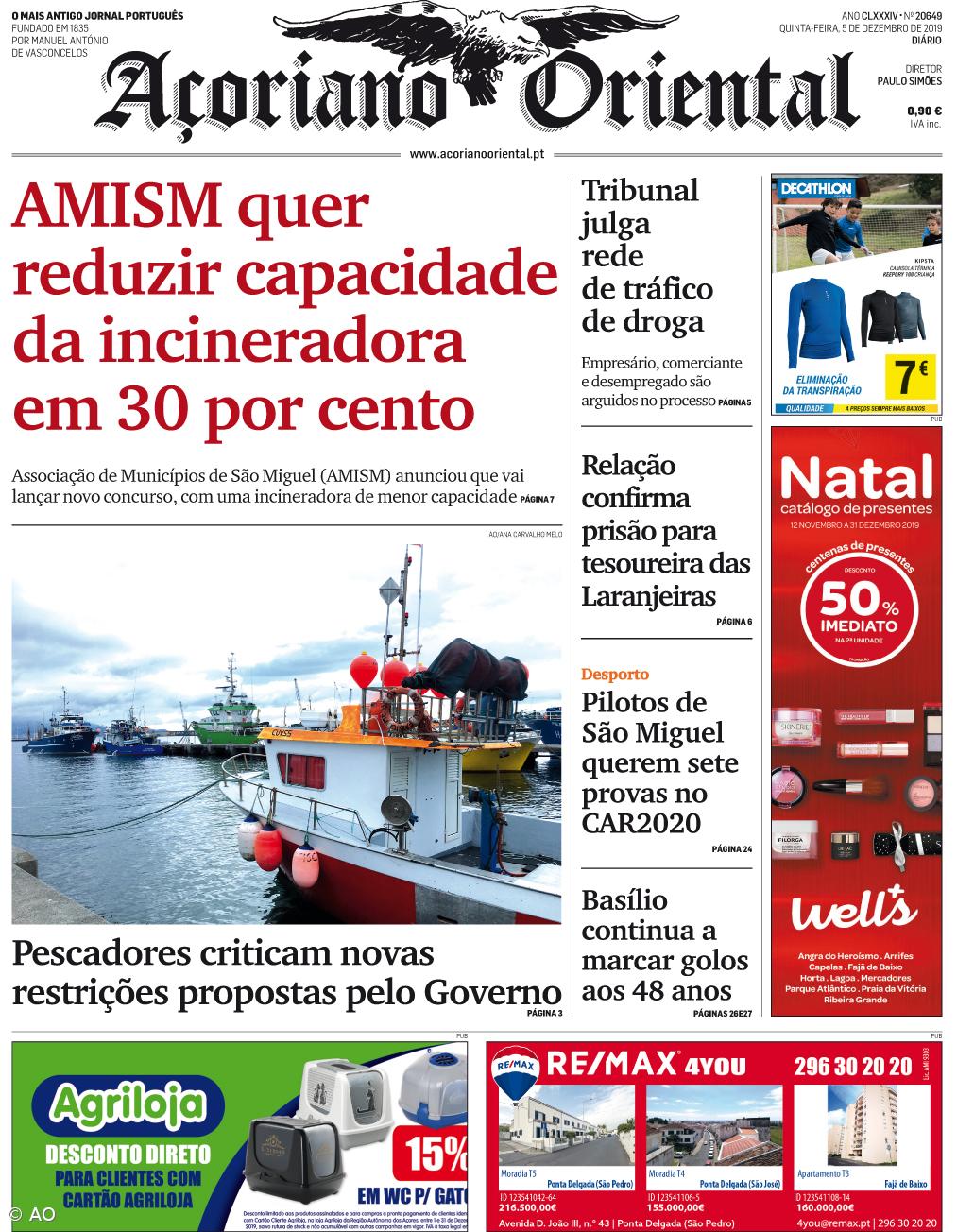 "AMISM quer reduzir capacidade da incineradora em 30 por cento" é a manchete do Açoriano Oriental – Imagem 1