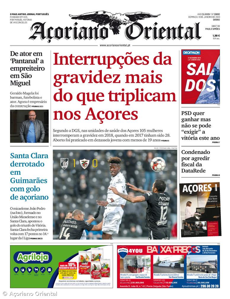 "Interrupções da gravidez mais do que triplicam nos Açores" é a manchete do Açoriano Oriental – Imagem 1