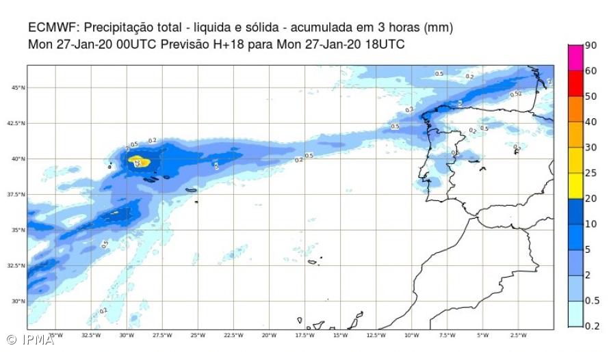 Previsão de chuva forte para as ilhas dos grupos Oriental e Central – Imagem 1