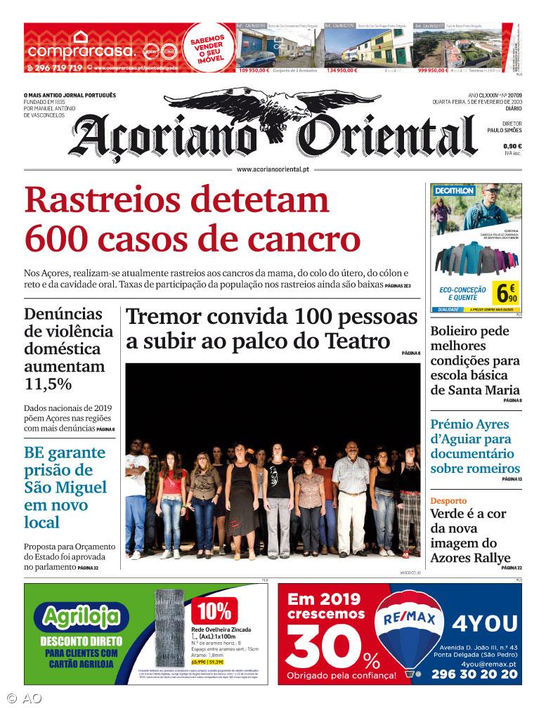 "Rastreios detetam 600 casos de cancro" é a manchete do Açoriano Oriental – Imagem 1