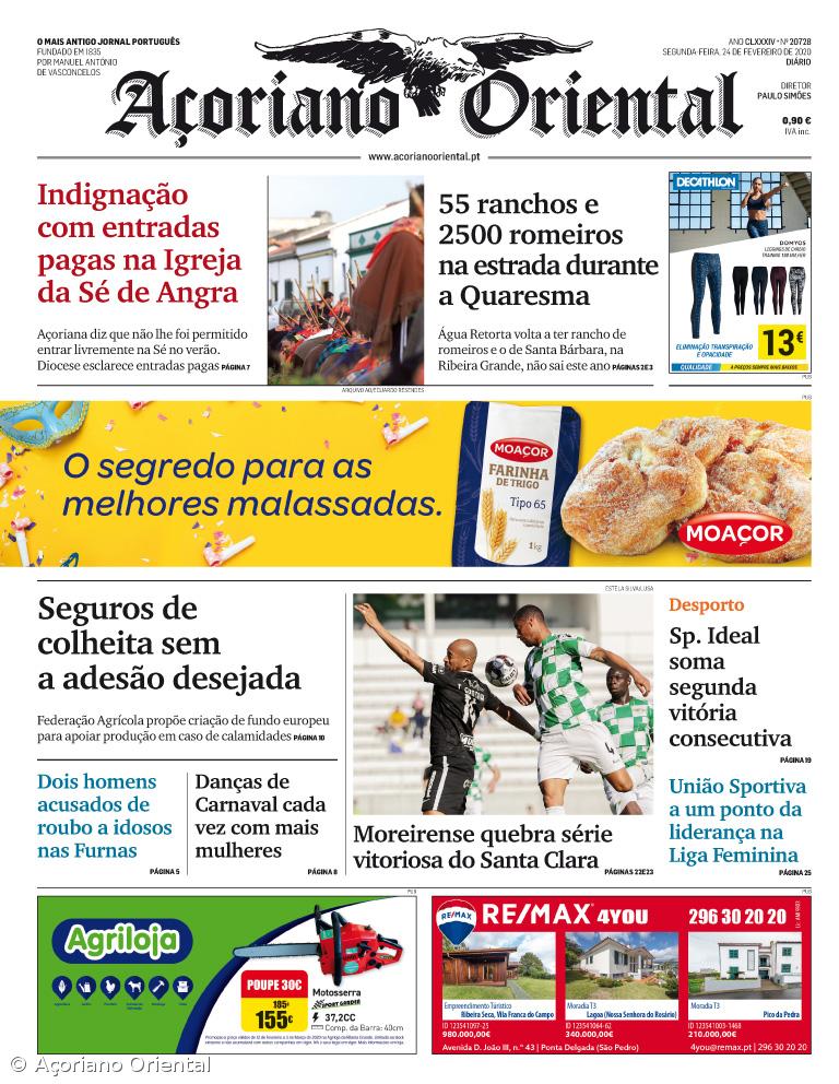 "Indignação com entradas pagas na Igreja da Sé de Angra" é a manchete do Açoriano Oriental – Imagem 1