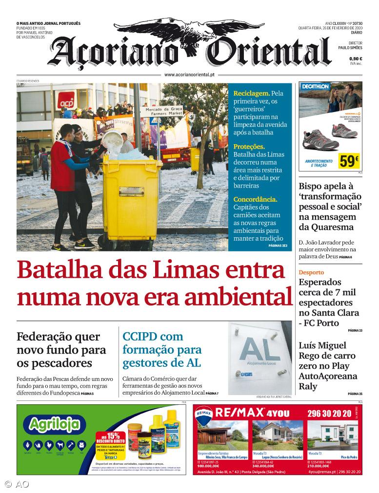 "Batalha das Limas entra numa nova era ambiental" é a manchete do Açoriano Oriental – Imagem 1