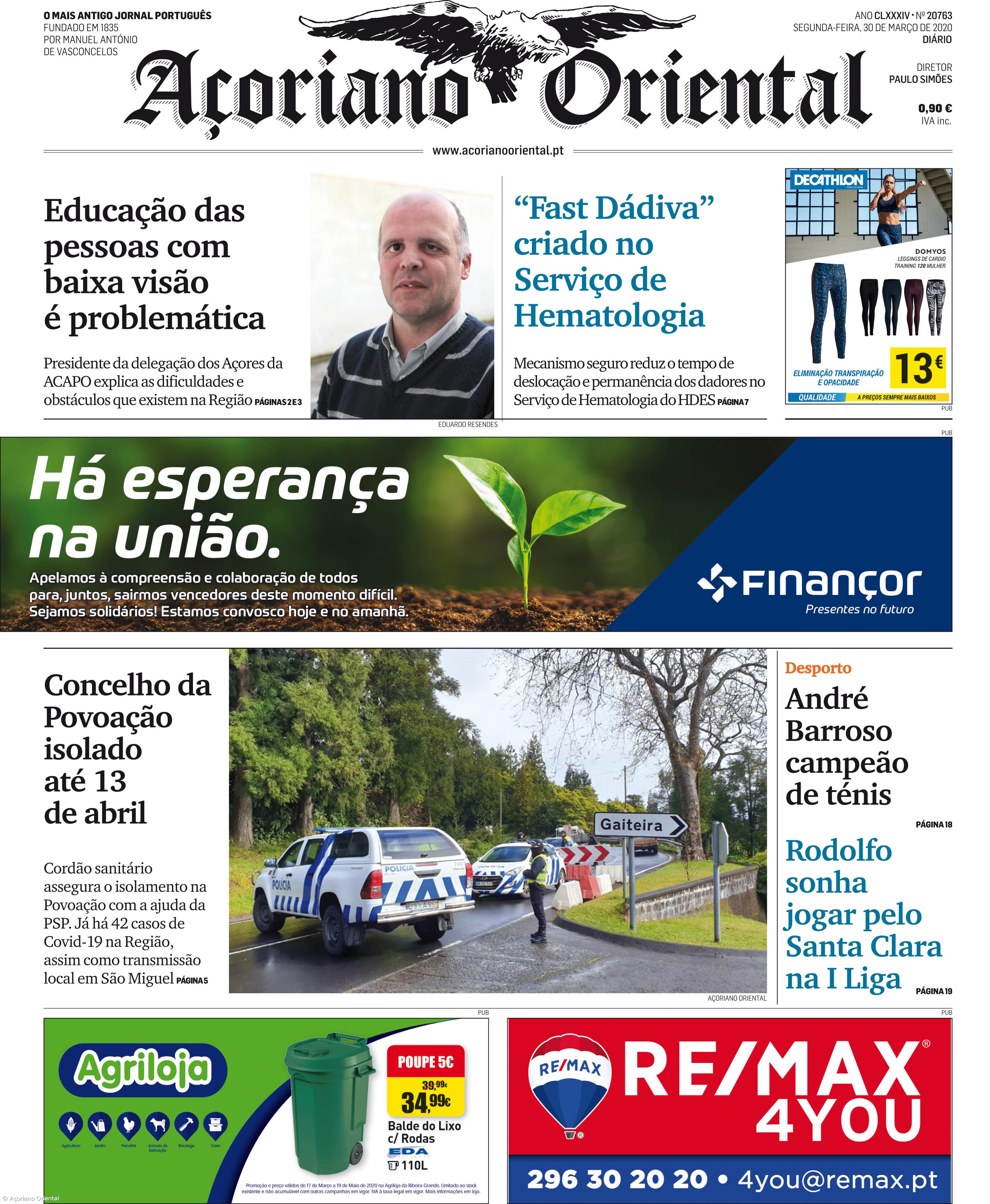 "Educação das pessoas com baixa visão é problemática" é a manchete do Açoriano Oriental – Imagem 1