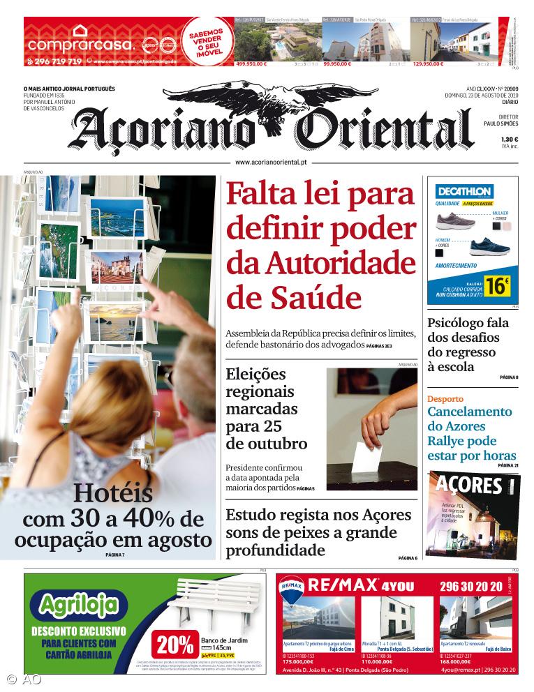 "Falta lei para definir poder da Autoridade de Saúde" é a manchete do Açoriano Oriental – Imagem 1