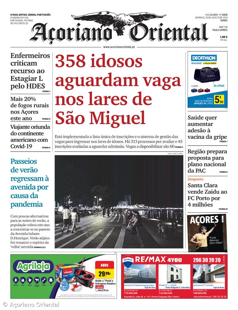 "358 idosos aguardam vaga nos lares de São Miguel" é a manchete do Açoriano Oriental – Imagem 1