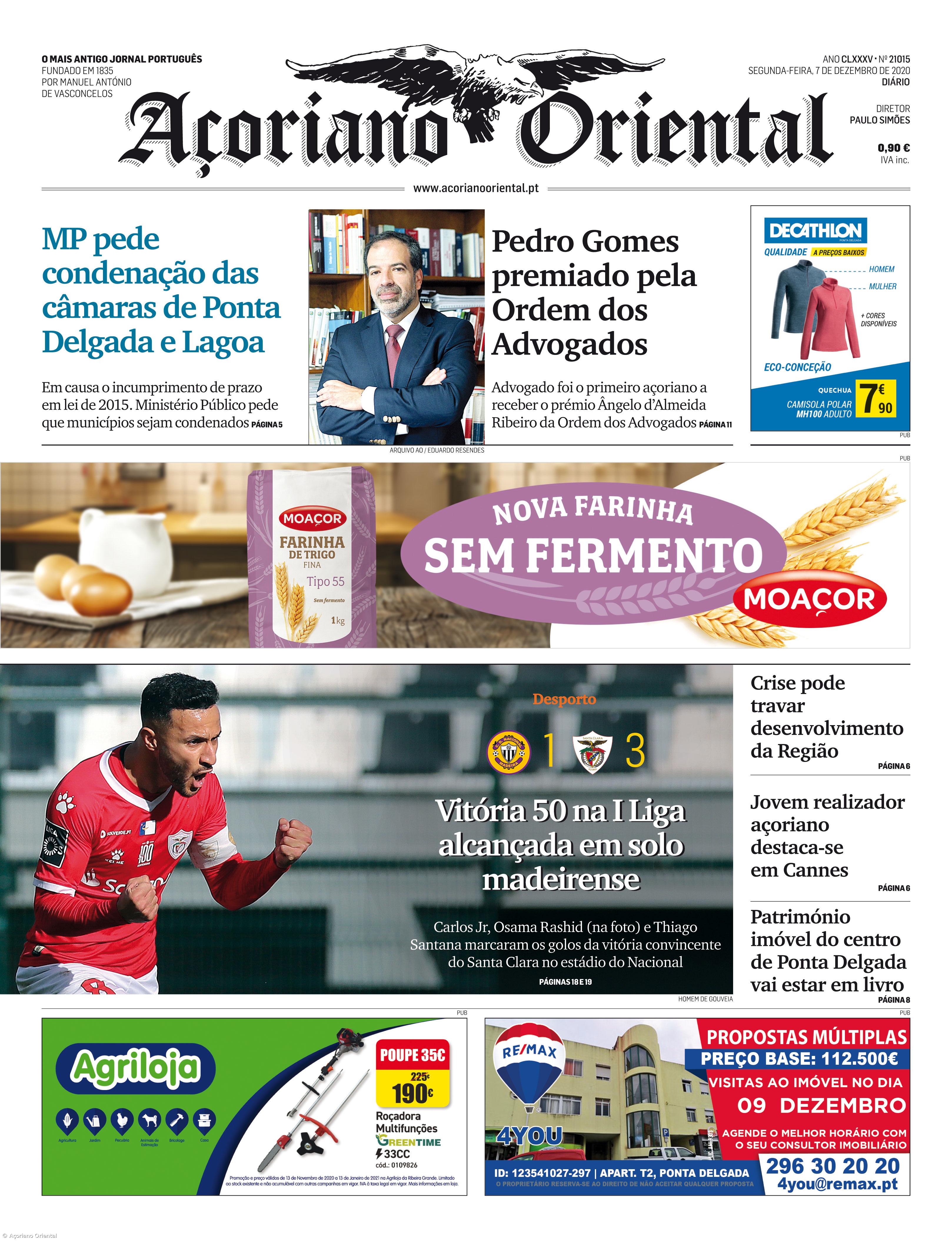 "MP pede condenação das câmaras de Ponta Delgada e Lagoa" é a manchete do Açoriano Oriental – Imagem 1