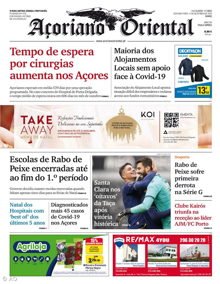 "Tempo de espera por cirurgias aumenta nos Açores" é a manchete do Açoriano Oriental – Imagem 1