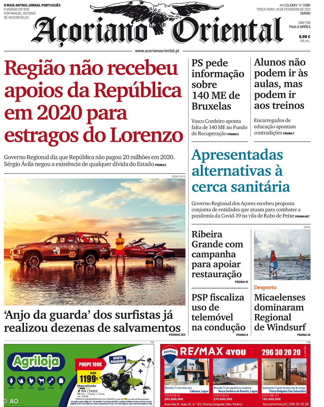 Região não recebeu apoios da República em 2020 para estragos do Lorenzo – Imagem 1