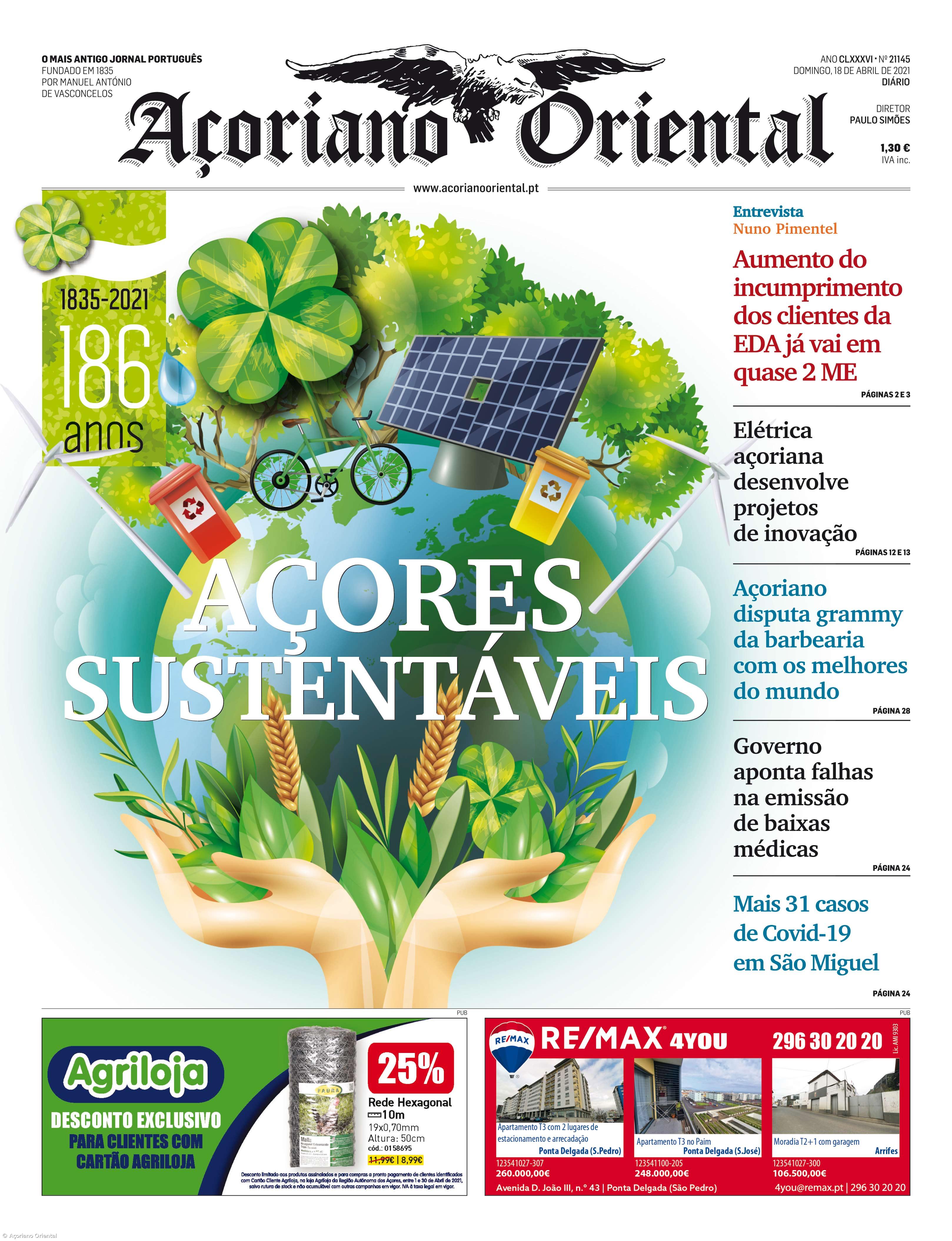 "Aumento do incumprimento dos clientes da EDA já vai em quase 2 ME" é a manchete do Açoriano Oriental – Imagem 1
