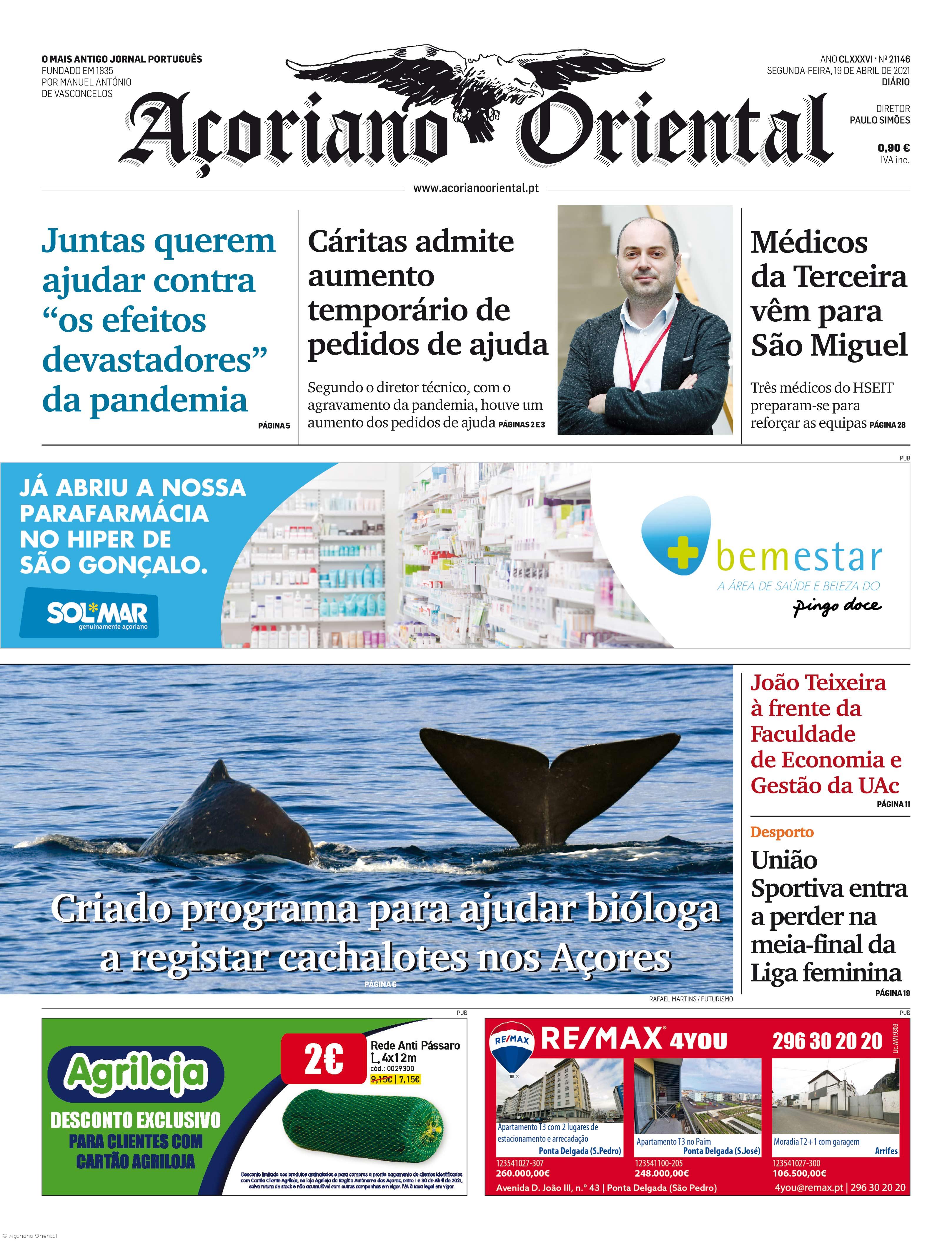 "Juntas querem ajudar contra 'os efeitos devastadores' da pandemia" é a manchete do Açoriano Oriental – Imagem 1