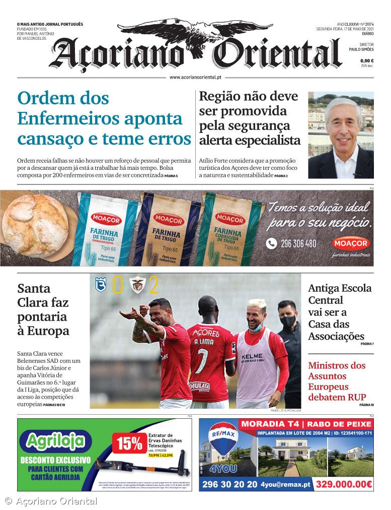 "Ordem dos Enfermeiros aponta cansaço e teme erros" é a manchete do Açoriano Oriental – Imagem 1
