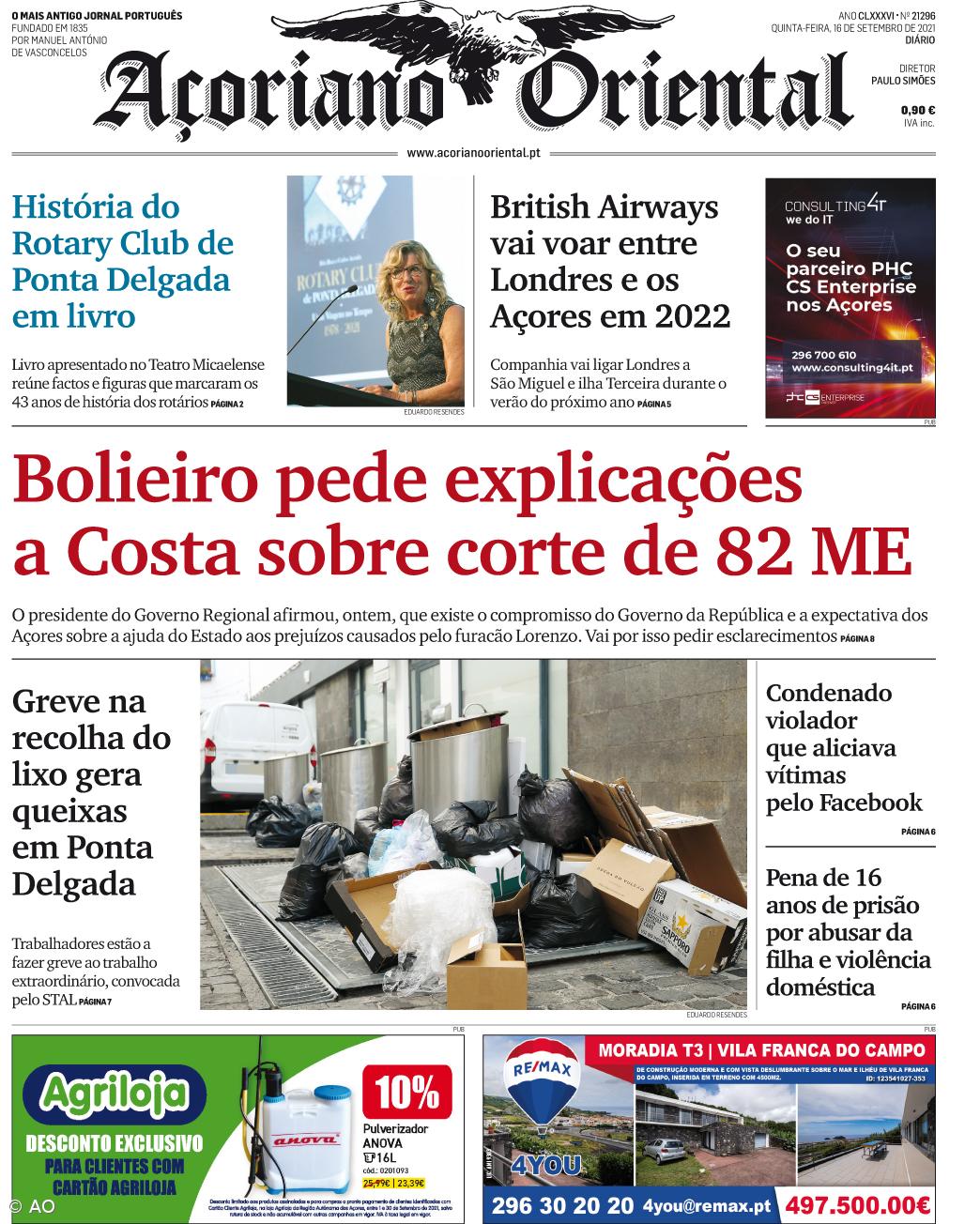 Bolieiro pede explicações a Costa sobre corte de 82 ME – Imagem 1