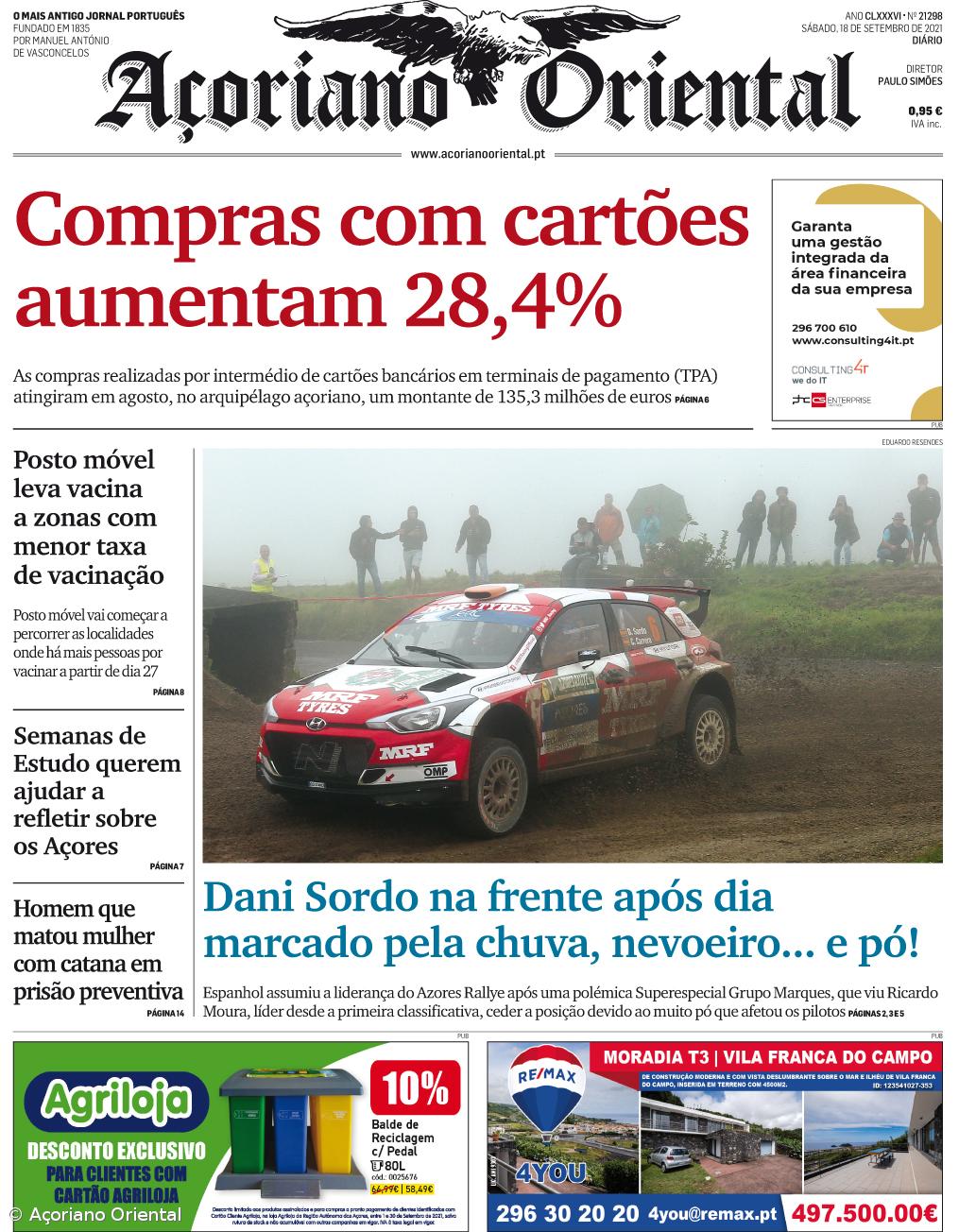 "Compras com cartões aumentam 28,4%" é a manchete do Açoriano Oriental – Imagem 1