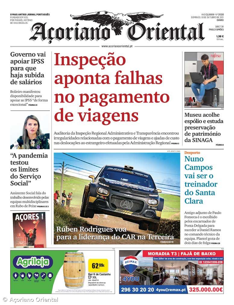 "Inspeção aponta falhas no pagamento de viagens" é a manchete do Açoriano Oriental – Imagem 1