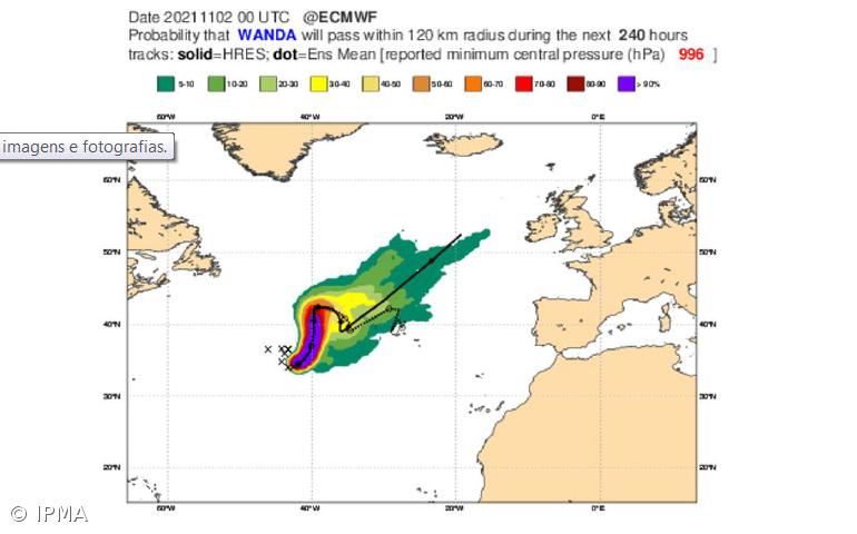 Tempestade tropical de trajetória incerta com baixa probabilidade de atingir Açores – Imagem 1