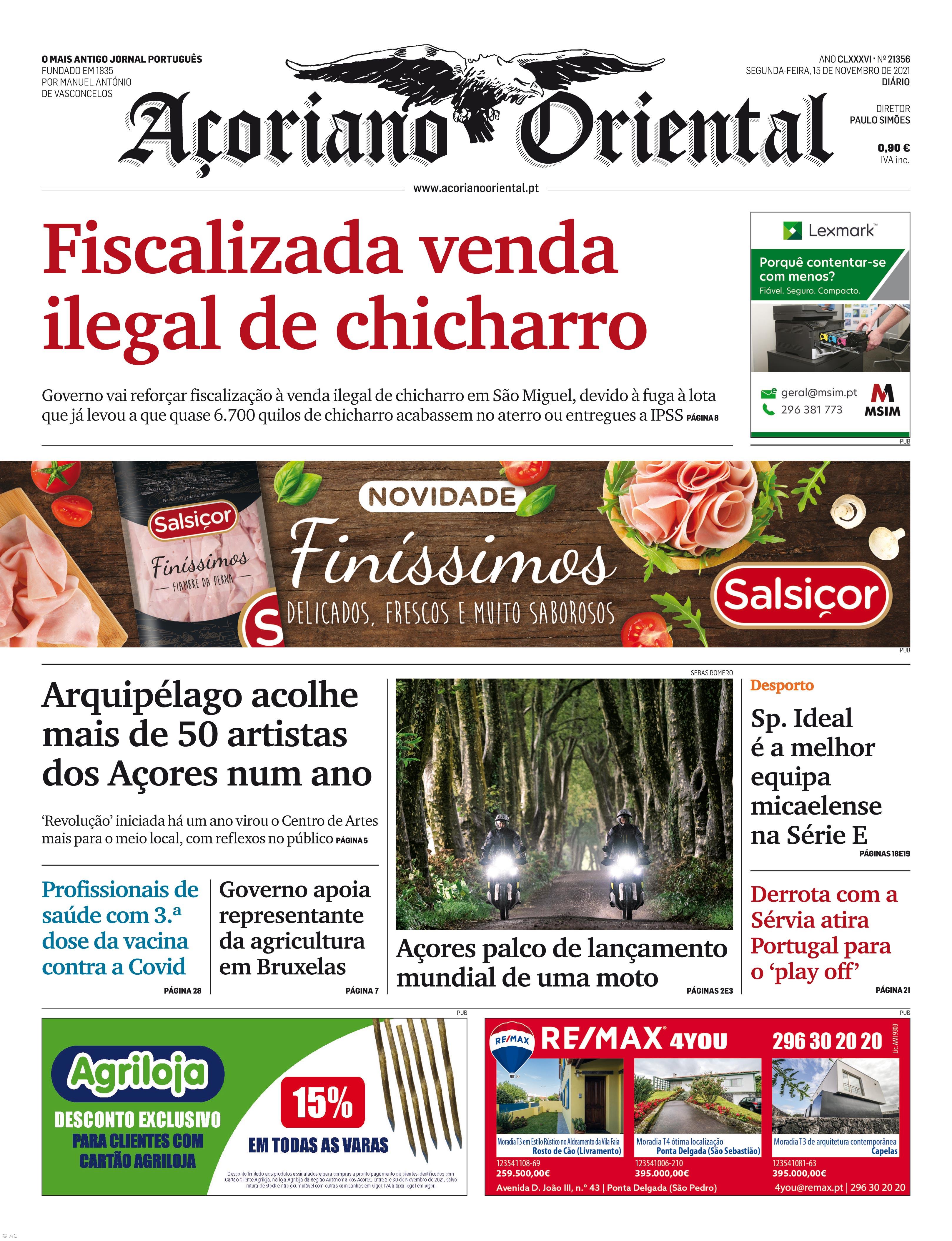 "Fiscalizada venda ilegal de chicharro" é a manchete do Açoriano Oriental – Imagem 1